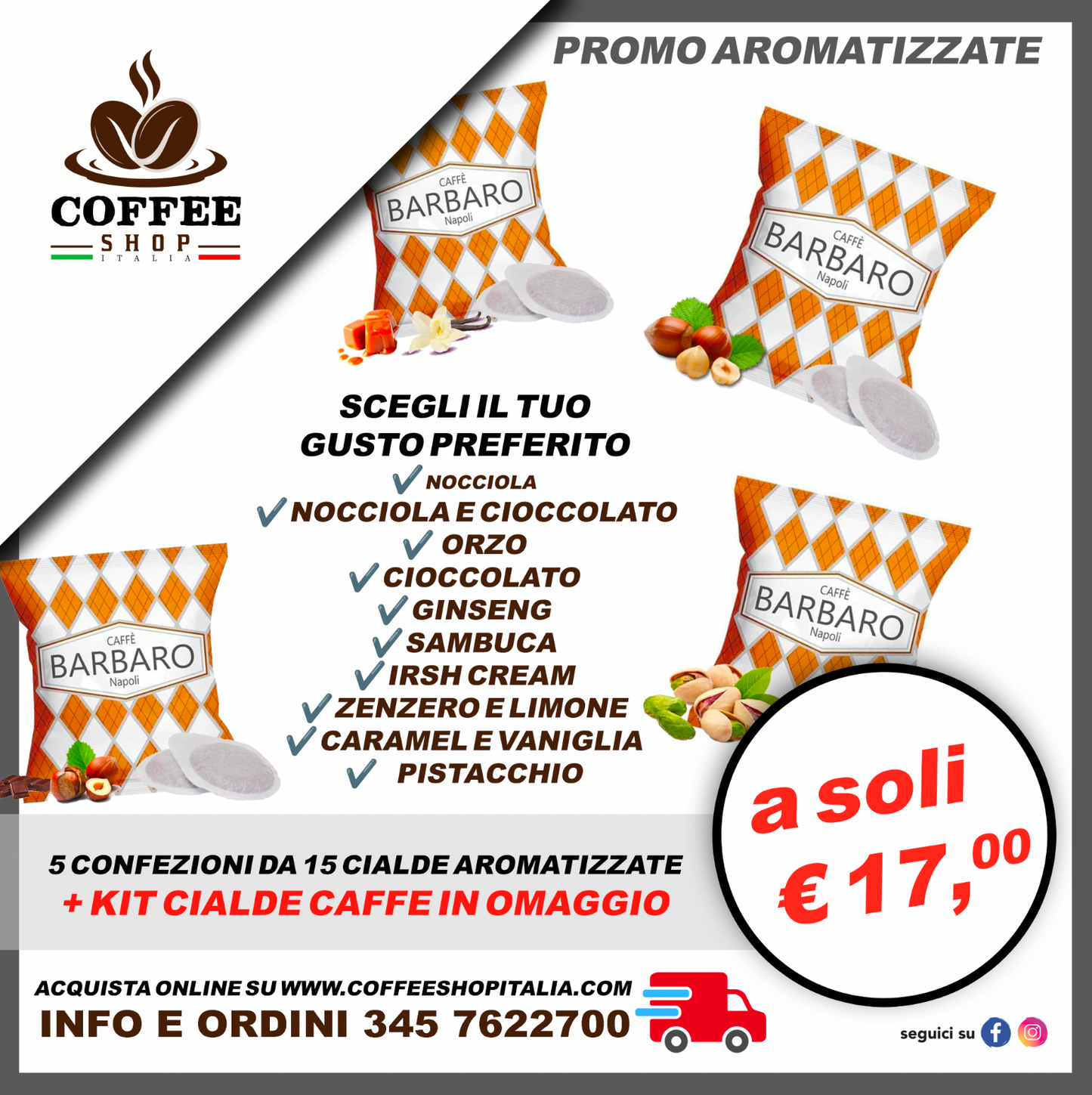 PROMO CIALDE AROMATIZZATE - 5 confezioni da 15 cialde