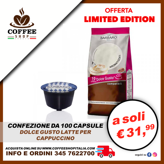 Caffè Barbaro - 100 Capsule Dolce Gusto Latte per Cappuccino